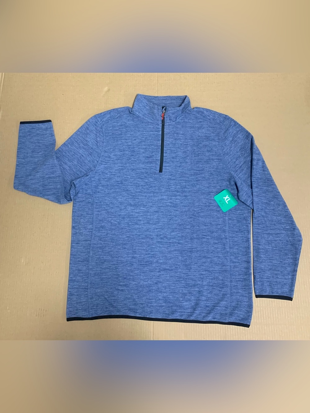 Avalanche Mens Quarter 1/4 Zip Pullover FLEECE Stretch BLUE - Loose XL Or 2XL